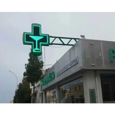 IP65 Outdoor P10 Led Pharmacy Cross Display Led Billboard Sign สีเต็ม